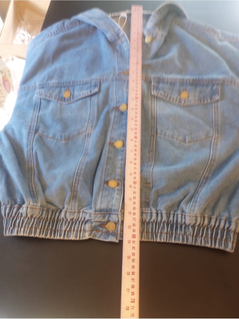 Women's Light Blue Hooded Denim Jacket - Picture 7 of 9